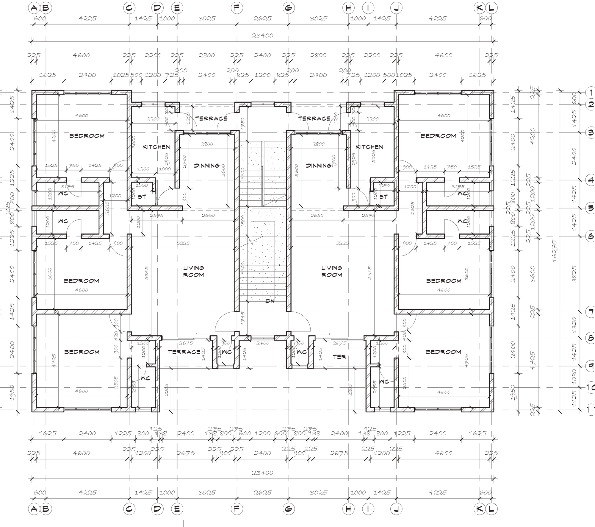 First floor plan, Chelsea Flats, Jahi (architectural drawing)