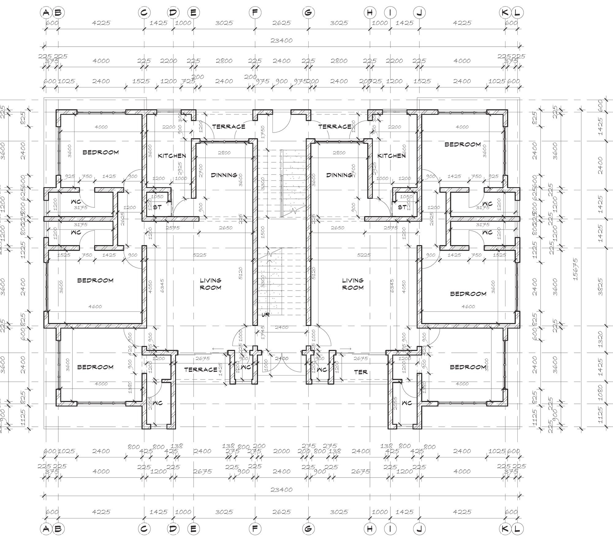 Ground floor plan, Chelsea Flats, Jahi (architectural drawing)