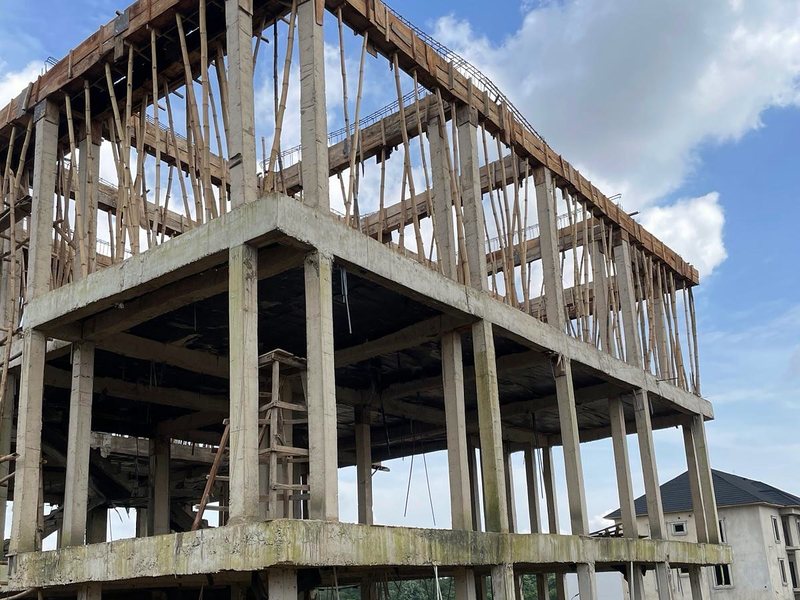 Structural frame under construction, Chelsea Flats, Jahi
